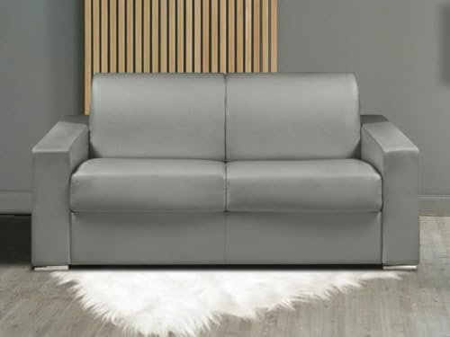Vente-unique-Schlafsofa 2-Sitzer CALITO - Grau - Liegefläche: 120 cm - Matratzenhöhe: 22 cm