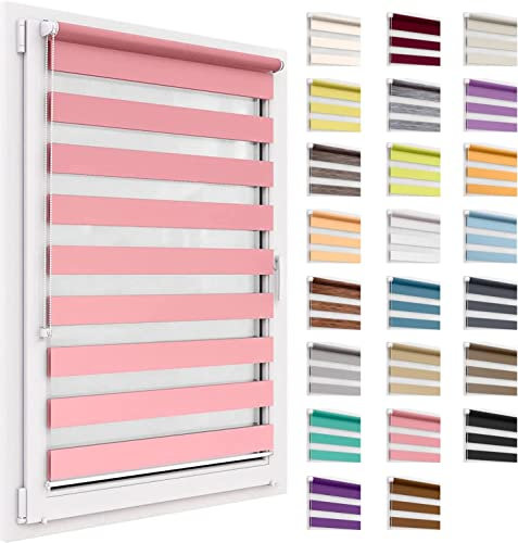 Doppelrollo ohne Bohren, 35x250 cm Stoffgröße, Duo Rollo Klemmfix, Easyfix, lichtdurchlässig und verdunkelnd, Day&Night, Klemmrollo Sonnenschutzrollo Fensterrollo für Fenster & Türen