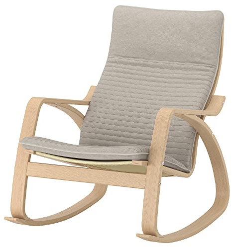 Ikea POÄNG Schaukelstuhl, weiß gebeiztes Eichenfurnier/Knisa hellbeige