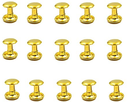 100 Sets Metal Double Cap Rivets Stud Round Nail Rivet,Gold,9x9mm
