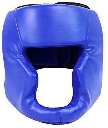 Rainao Box-Kopfbedeckung, Boxen Kopfschutz, Boxhelm Krav MAGA Muay Thai, Leder Thaiboxen Gesichtsschutz, Professionelle Sparring Stoßfest Helm, Kunst Kickboxen Taekwondo Karate BJJ Trainin, Blau