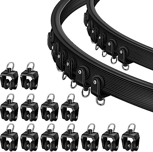 TOKPLNU Gardinenschienengleiter Gardinenschienenrollen für flexible biegbare Vorhangschienen, 25 Stück, schwarz