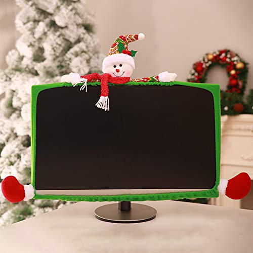 Tosuny 3D Christmas Cartoon Computer PC Monitor Frame, Computer Display Protective Case Cover, for 19-27 Inch Monitor (Snowman Model)