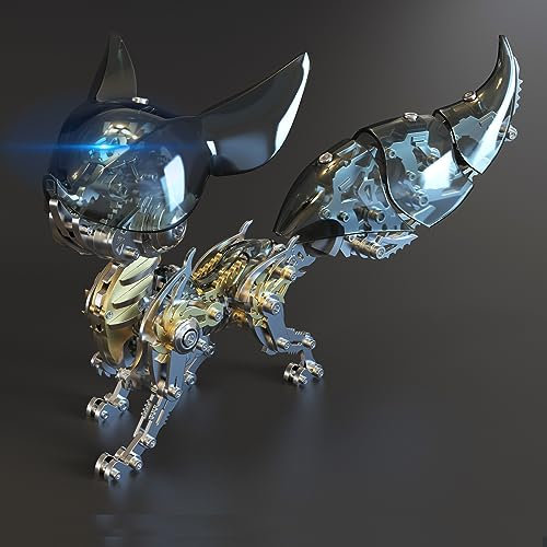 UpGLeuch Buntes 3D-Puzzle aus Metall - Kit Modell Fuchs mit Licht, DIY Konstruktionsspielzeug