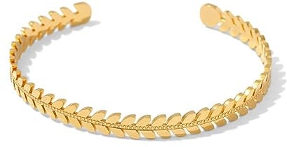 YAHOYA Déclaration en Acier Inoxydable épi de blé Manchette Ouverte Bracelet Chaud Vente 18k placage d’Or Oreille blé Bracelet
