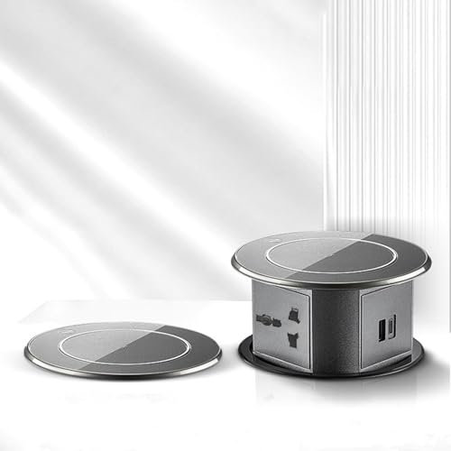 DEmbu Versteckte Hebesteckdose, 2500 W, Küchen-Desktop-Insel-Arbeitsplatte, eingebettete automatische Hebe-Wireless-Ladesteckdose,A