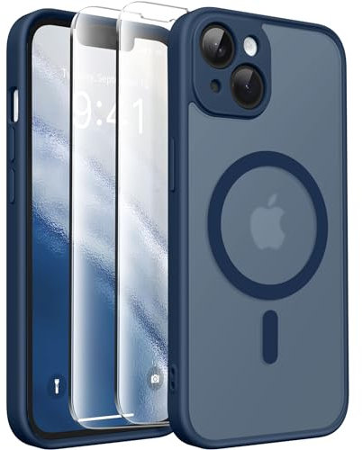 CAPRARO Magnetic for iPhone 14 Case, [Compatible with MagSafe] [Full Camera Protection] [14FT Drop Protection] Shockproof Protective Slim Translucent Matte Phone Case iPhone 14, Ocean Blue