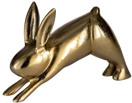 EGLO LIVING Osterdeko Yoga Hase Vohilava, Deko Figur Ostern Frühling, Frühlingsdeko Osterhase, Tischdeko Osterfigur aus Aluminium in Gold, 28 x 18 cm