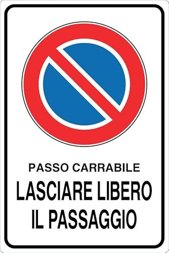 GLOBAL CARTELLO IN LAMIERA SCATOLATA RETTANGOLO 60X40 cm - PASSO CARRABILE LASCIARE LIBERO IL PASSAGGIO - SEGNALE CATARIFRAGENTE CON CAVALLETTO (Cartello)