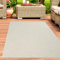 CARPETIA Teppich In- und Outdoorteppich klein runder Balkon Terrasse Wintergarten wetterfest Jute Look rundes Linienmuster Creme, 80 cm Rund