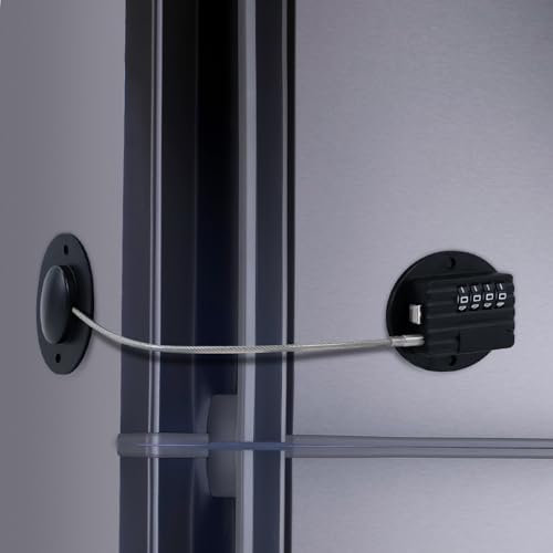 GCRQ Cerradura Puerta de Frigorífico para Niños, Cerradura de Gabinete con Contraseña de 4 Dígitos, Cerradura de Nevera Mejorada con Combinación, para Puerta, Cajón, Congelador, Ventanas(1 Pz, Negro)