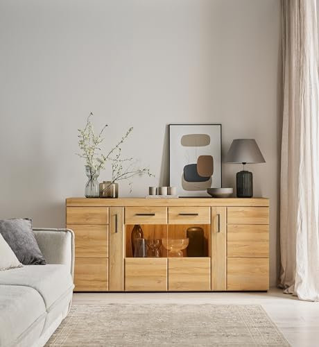 möbelando Sideboard >Cortina< in Grandson Eiche Dekor - 185,1x86x40,9 (BxHxT)