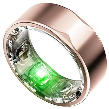 Synqlux Smart Titanium Ring for Health and Fitness Tracking, Blood Glucose Monitoring, V02, Oxygen SPO2, Body Temperature, Unisex (Gold, 9 (19 mm ring diameter))