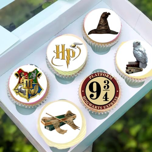 Anglesit Pre-Cut Wizard 1A Edible Stand up Pottr Wafer Paper Cupcake Toppers Cake Decorations Magic Birthday Party (12)
