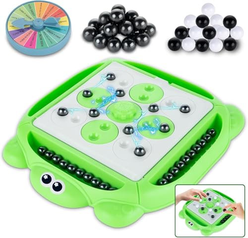 DKIIL NOIYB Magnetspiel, 2024 Neue Magnetic Chess Game, 44pcs Brettspiel mit Rotierendem Schildkrötenbrett, Magnetisches Schachspiel, Interaktives Tisch Magnetspiel für Kinder und Erwachsene (Grün)