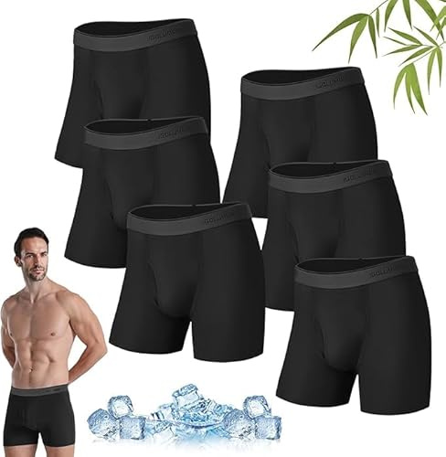IGOLUMON Bamboo Boxer Shorts Multipack 6 Soft Breathable Underwear Briefs with Elastic Waist Boxers for Men Comfortable Stretch Trunks with Open Fly Pouch Longer Leg Boxer Shorts Moisture Wicking