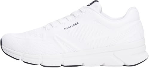 Tommy Hilfiger Runner Sneaker Hombre Modern Comfort Knit con logotipo, Blanco (White), 43