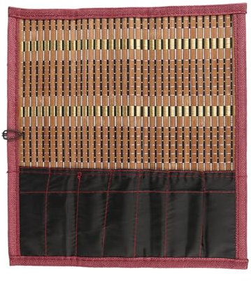 ZONADAH Painting Brush Bamboo Rolling Bag 30x26 Pen Case Curtain Paintbrush Holder Calligraphy Brush Rollup Protector Bamboo Rolling Bag for Paintbrushes Storage