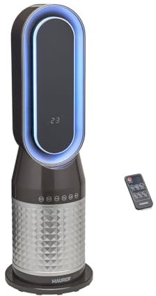 Termoventilatore a Torre Oscillante con LED, Telecomando, Maurer