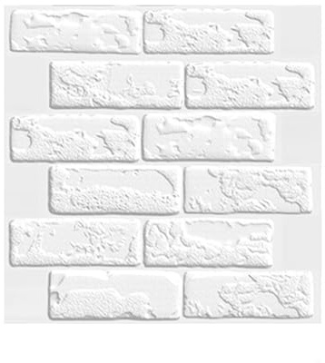 XIFUHUI 10 Stück 3D-Wandpaneelen, selbstklebend, Steintapete, 30 × 30 cm, wasserfeste PVC-Ziegeltapete, Wandaufkleber für Wohnzimmer, Schlafzimmer, TV-Hintergrund, Innenwandgestaltung (Weiß)