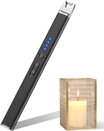 Candle Lighter, Electric BBQ Lighter Long Reach USB-C Rechargeable, Flameless Plasma Arc Lighter for Candles, BBQs, Gas Cookers, Camping