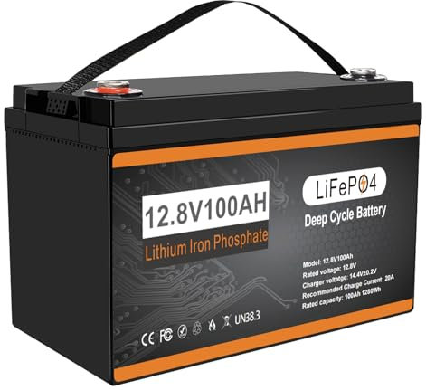 DJDCPOWER 12V 100Ah LiFePO4 Batterie mit 100A BMS, Max. 15000 Zyklen, 1280Wh Lithium Batterie, Perfekter Ersatz für Blei-Säure-Batterien, Ideal für Wohnmobile, Solar-Off-Grid-Systeme