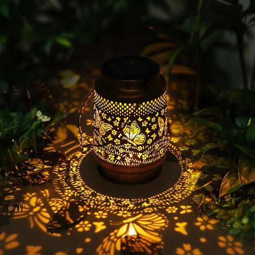 Solarlaterne für Außen, Solarlampen für Außen Hängend, IP65 Metall Solar Laternen für Draußen Wasserdicht, Ideal für die Terrasse sowie zur Dekoration von Garten und Balkon im Außenbereich Light
