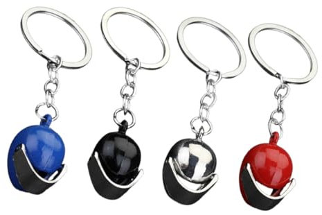 GAROZATION 4stücke Motorradhelm Schlüsselanhänger Metall Keychain Helm Anhänger Taschenanhänger Rucksack Dekoration