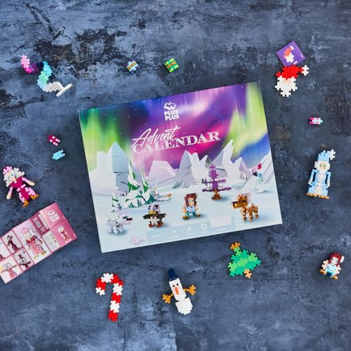 Plus-Plus 4337 Adventskalender Nordlichter, 600 Kreativ-Bausteine, 24 Türchen + 1 Extra-Tür mit Überraschung, für Kinder ab 5 Jahren, Geniales Konstruktionsspielzeug