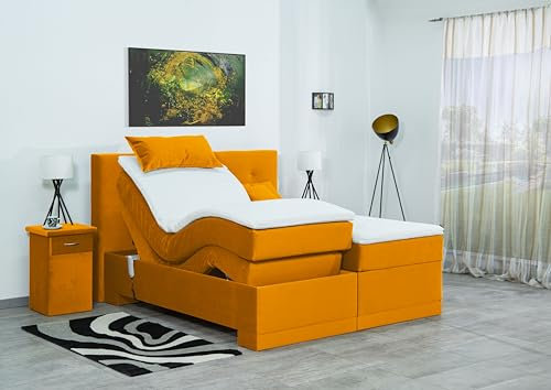 Boxspringbett Lapi 240x220, VS-Gelb, 7-Zohnen Taschenfederkernmatratze, Ergoflex - Inklusive Aufbau - Deutscher Hersteller