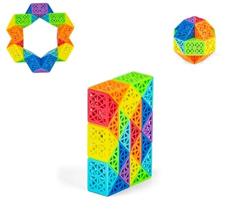 Hohle magische Schlange Würfel Puzzle Twist Puzzle Gehirn Teaser Pädagogisches Spielzeug Geburtstag Weihnachtsfeier Geschenk für Kinder Regenbogen Farbe Multicolor (24 Segmentblöcke)
