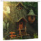 Newhomestyle Woodland Outdoor Garden Shower Curtain, Tree House Decor Bathroom Shower Curtain, Kids Fantasy Cartoon Art Waterproof Bath Curtain with 12 Hooks, 150x180cm/ 59X71 inch