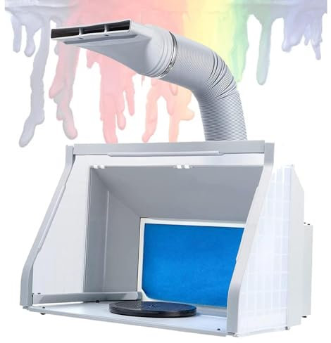 MTTXY Cabine de Peinture aérographe Portable, Cabine de Peinture pour maquettes, 3 lumières LED, 1 Support de Peinture pour travaux manuels, décorations de gâteaux