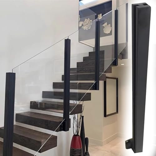 Ringhiera Vetro scale interne esterni Montaggio Laterale Colonna di Pannelli Antivento, Acciaio Inox Parapetto per Scale con Raccordi, Nero Piattaforma per Scale Connettore per Recinzione per Interni