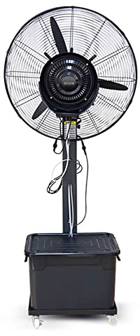 Ventilador Nebulizador Portátil Grande Para Exteriores, Con Pedestal Oscilante, Silencioso, Humidificador Y Pulverizador Para Uso Industrial, Comercial Y Residencial, 3 Velocidades, Color Negro, 71 C