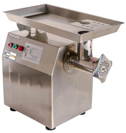 Cleiton® Picadora de Carne Boca de 32 Diámetro de Acero Inoxidable de 31x60 cm | Picadora Profesional Carnicería con Producción de 250 kg/hr - 1500W | Máquina para Embutir para Gastronomía