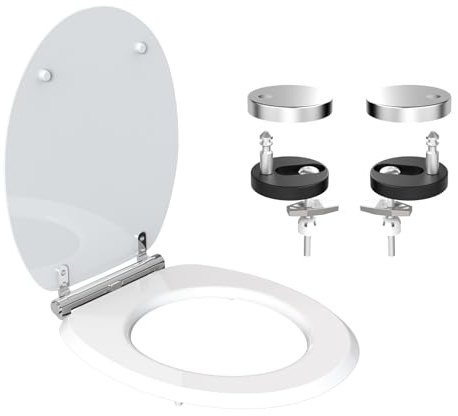ALLBASA Abattant WC avec frein de chute,Cuvette WC très résistant à fermeture douce,Abattant WC Forme O,Lunette de Toilette Universelle (Blanc)