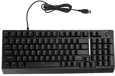 Yechiry Teclado RGB Pequeño con Cable, 98 Teclas Mecánica Feele Compact Gaming Keyboard con RGB Backlight Stand Feet & Knob para PC, Juegos, Negocios, Trabajo