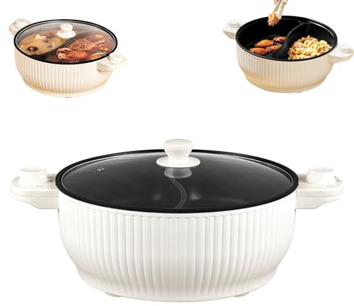 Electric Hot Pot With Divider, 2 Grid Multifunctional Stew Pot, Chinese Non-Stick Hotpot Cooker For Home Party (7L)