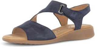 Gabor Damen Riemchensandalen, Frauen Sandalen,glatt-Leder,antikrosa,silbrt,Casual,Fashion,metallic,Effekt,Easy-Walking,Gold,Blue,38.5 EU / 5.5 UK