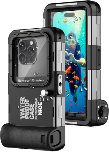 Hllhunkhe Diving Waterproof Phone Case - Underwater Phone Case for iPhone 17 16 15 14 13 12 11 Pro Max/XS/X, Upgrade Universal Snorkeling Photo & Video Outdoor Swimming Surfing Black