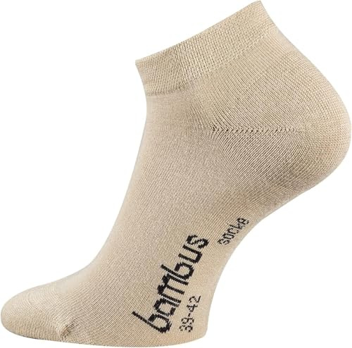 TippTexx 24 Unisex, 6 Paar Bambus Sneakersocken mit Garantie, Ökotex (Beige, 39/42-6 Paar)