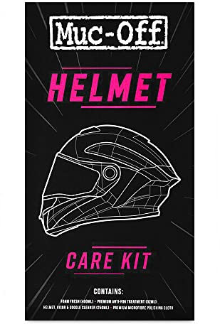 Muc-Off Helmet Care Kit - Kit per Pulizia Caschi Moto - Kit Accessori Moto - Include Detergente Schiumogeno Foam Fresh, Detergente Casco e Visiera, Spray Antiappannante e Panno Microfibra