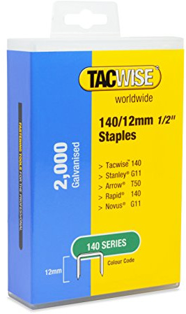 Tacwise 1419 Type 140 / 12 mm Heavy Duty Galvanised Staples, Pack of 2,000,Silver