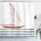 ABAKUHAUS Nautisch Duschvorhang, Thema Segeln Boot Wellen, Stoffliches Gewebe Badezimmerdekorationsset mit Haken, 175 x 180 cm, Zimt Blassblau