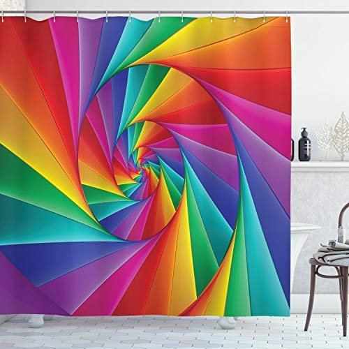 ABAKUHAUS Trippy Duschvorhang, Abstrakte Kunst Vivid-Strudel, Stoffliches Gewebe Badezimmerdekorationsset mit Haken, 175 x 180 cm, Mehrfarbig