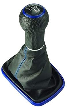 DoLED Schaltsack Schaltknauf blauer Rahmen blaue Naht blaue Kappe 5 Gang für 23 mm Schaltgestänge kompatibel/Ersatzteil für VW Golf 4 Bora