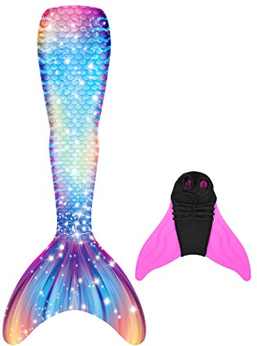 shepretty Kinder Meerjungfrauenschwanz Zum Schwimmen mit Meerjungfrau Flosse,2pc,dafenM2,160.