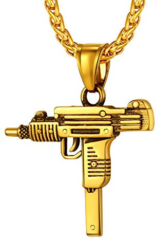 Richsteel Gewehr Kette Silber UZI Anhänger herrenkette für Valentinstag/Geburtstag/Weihnachten
