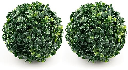 AUEAR, Künstliche Buchsbaum-Pflanzenkugeln, dekorativ für Tischdekoration, Garten, Hochzeitsdekoration (17,8 cm Durchmesser, 2 Stück)